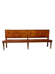 Art Nouveau Extra Large Hall Bench, Elm and Beech, Dutch Design, 1900s